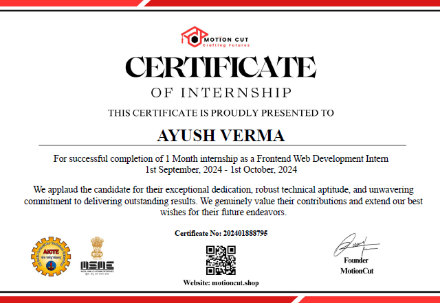 Frontend Web Developer certificate preview
