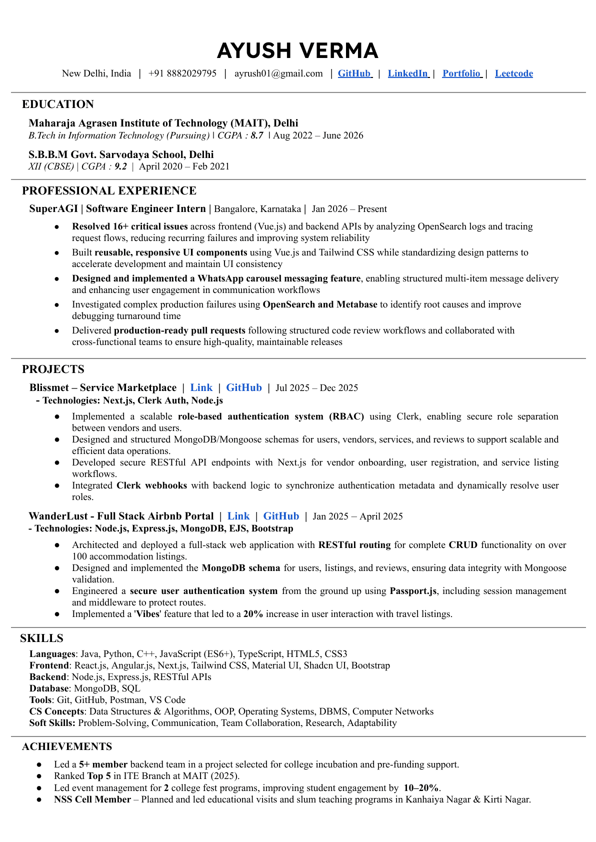Ayush Verma resume preview